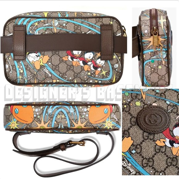 GUCCI x DISNEY brown leather Donald Duck GG Supreme 38-95 leather Belt BUM Bag - Picture 4 of 13